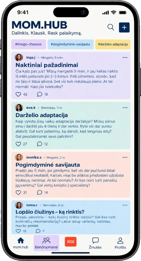 mom.hub ekranas